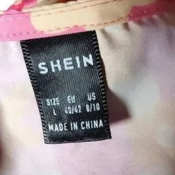 Shein Dress Size Large Midi Pink Floral open sides - Picture 7 of 8
